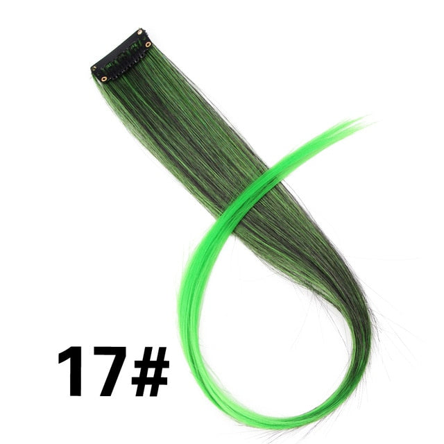 Alileader Clip In One Piece Hair Extensions 50Cm Straight Long Synthetic Hairpieces Women Girls Rainbow 57 Colors 12G/Pcs