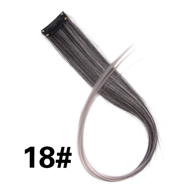 Alileader Clip In One Piece Hair Extensions 50Cm Straight Long Synthetic Hairpieces Women Girls Rainbow 57 Colors 12G/Pcs