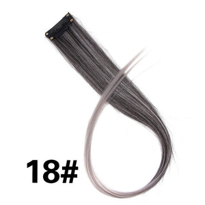 Alileader Clip In One Piece Hair Extensions 50Cm Straight Long Synthetic Hairpieces Women Girls Rainbow 57 Colors 12G/Pcs