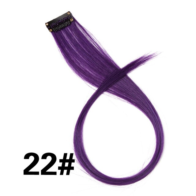 Alileader Clip In One Piece Hair Extensions 50Cm Straight Long Synthetic Hairpieces Women Girls Rainbow 57 Colors 12G/Pcs