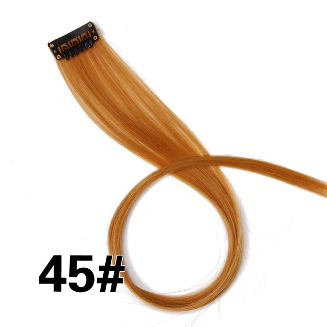 Alileader Clip In One Piece Hair Extensions 50Cm Straight Long Synthetic Hairpieces Women Girls Rainbow 57 Colors 12G/Pcs