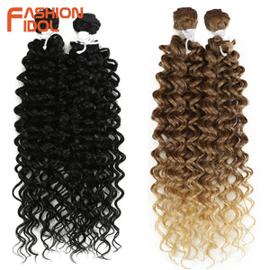 FASHION IDOL Afro Kinky Curly Synthetic Hair Heat Resistant Deep Wave Hair Bundles Extensions Brown 2Pcs/Lot 26Inch Weave Hair