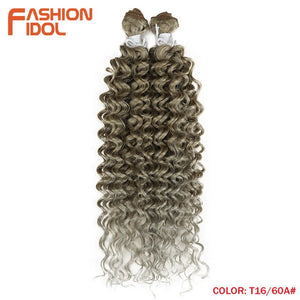 FASHION IDOL Afro Kinky Curly Synthetic Hair Heat Resistant Deep Wave Hair Bundles Extensions Brown 2Pcs/Lot 26Inch Weave Hair