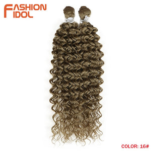 FASHION IDOL Afro Kinky Curly Synthetic Hair Heat Resistant Deep Wave Hair Bundles Extensions Brown 2Pcs/Lot 26Inch Weave Hair