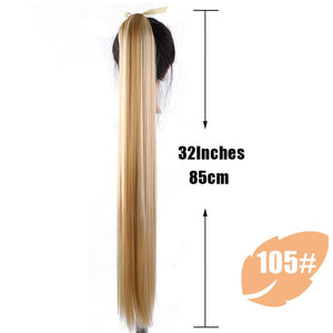 JINKAILI  85cm Super Long Straight Clip In Tail False Hair Ponytail Hairpiece With Hairpins Synthetic Pony Tail Extensions