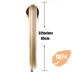 JINKAILI  85cm Super Long Straight Clip In Tail False Hair Ponytail Hairpiece With Hairpins Synthetic Pony Tail Extensions