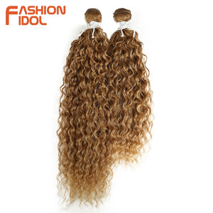FASHION IDOL Kinky Curly Synthetic Hair Extensions Bundles Ombre Silver Grey Blonde 2Pcs/Lot Heat Resistant Weave Hair Bundles