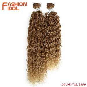 FASHION IDOL Kinky Curly Synthetic Hair Extensions Bundles Ombre Silver Grey Blonde 2Pcs/Lot Heat Resistant Weave Hair Bundles