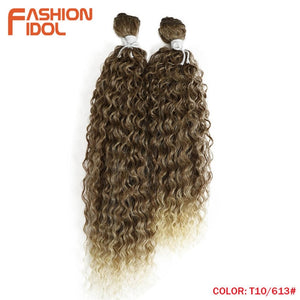 FASHION IDOL Kinky Curly Synthetic Hair Extensions Bundles Ombre Silver Grey Blonde 2Pcs/Lot Heat Resistant Weave Hair Bundles