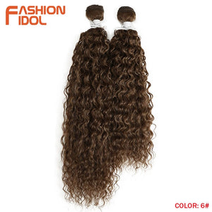 FASHION IDOL Kinky Curly Synthetic Hair Extensions Bundles Ombre Silver Grey Blonde 2Pcs/Lot Heat Resistant Weave Hair Bundles