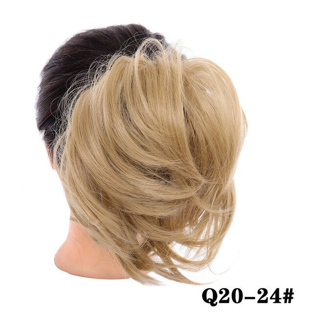 LUPU Short Straight Chignon With Elastic Band Synthetic Scrunchie Messy Hair Bun High Temperature Fiber Hair Extensions