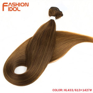 FASHION IDOL 36 inch Yaki Straight Hair Bundles 120G Ombre 613 Brown Synthetic Hair Weave Ponytail Hair Extensions Free Shipping