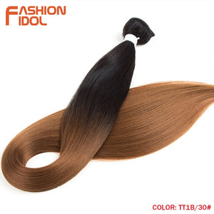 FASHION IDOL 36 inch Yaki Straight Hair Bundles 120G Ombre 613 Brown Synthetic Hair Weave Ponytail Hair Extensions Free Shipping