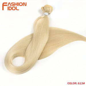 FASHION IDOL 36 inch Yaki Straight Hair Bundles 120G Ombre 613 Brown Synthetic Hair Weave Ponytail Hair Extensions Free Shipping