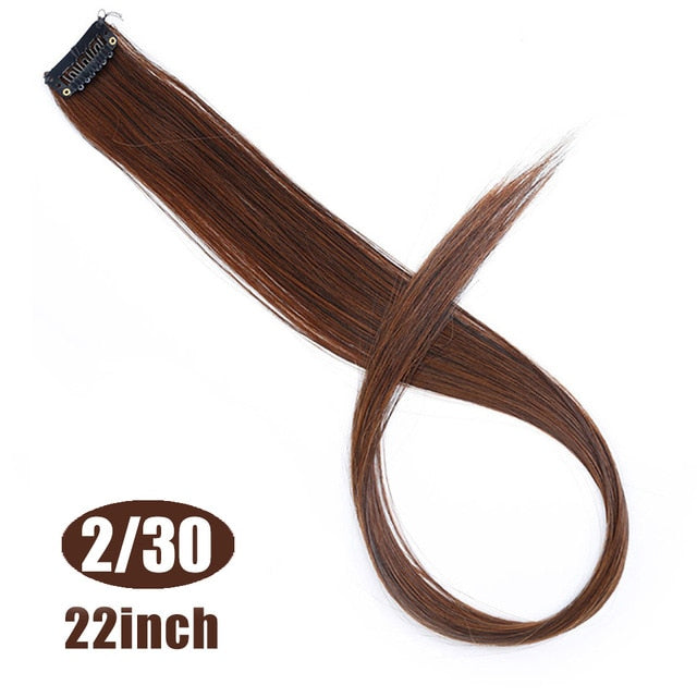 LUPU 55cm Colored Hair Strands Hair Extension Long Straight Female Rainbow Hair Pieces One Clip Heat Resistant Synthetic Bundle