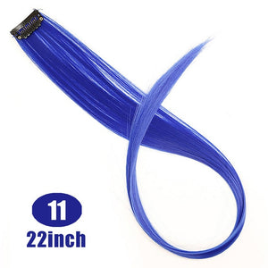 LUPU 55cm Colored Hair Strands Hair Extension Long Straight Female Rainbow Hair Pieces One Clip Heat Resistant Synthetic Bundle