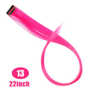 LUPU 55cm Colored Hair Strands Hair Extension Long Straight Female Rainbow Hair Pieces One Clip Heat Resistant Synthetic Bundle