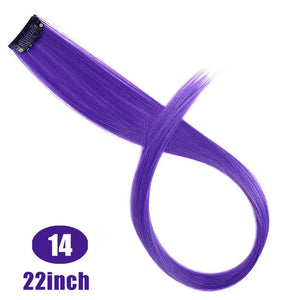LUPU 55cm Colored Hair Strands Hair Extension Long Straight Female Rainbow Hair Pieces One Clip Heat Resistant Synthetic Bundle