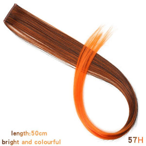 LUPU 55cm Colored Hair Strands Hair Extension Long Straight Female Rainbow Hair Pieces One Clip Heat Resistant Synthetic Bundle