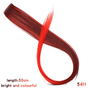 LUPU 55cm Colored Hair Strands Hair Extension Long Straight Female Rainbow Hair Pieces One Clip Heat Resistant Synthetic Bundle