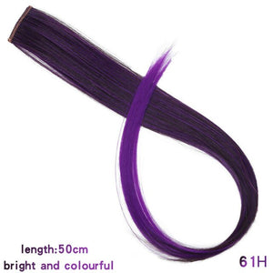 LUPU 55cm Colored Hair Strands Hair Extension Long Straight Female Rainbow Hair Pieces One Clip Heat Resistant Synthetic Bundle