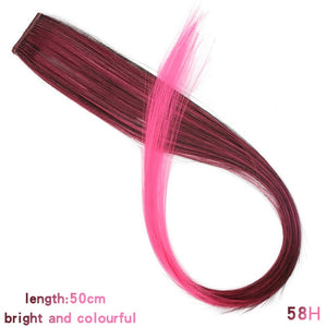 LUPU 55cm Colored Hair Strands Hair Extension Long Straight Female Rainbow Hair Pieces One Clip Heat Resistant Synthetic Bundle