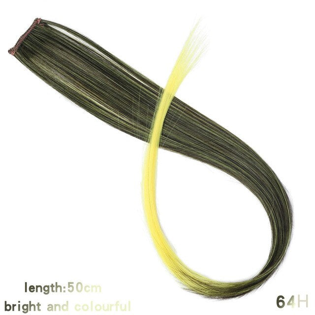 LUPU 55cm Colored Hair Strands Hair Extension Long Straight Female Rainbow Hair Pieces One Clip Heat Resistant Synthetic Bundle