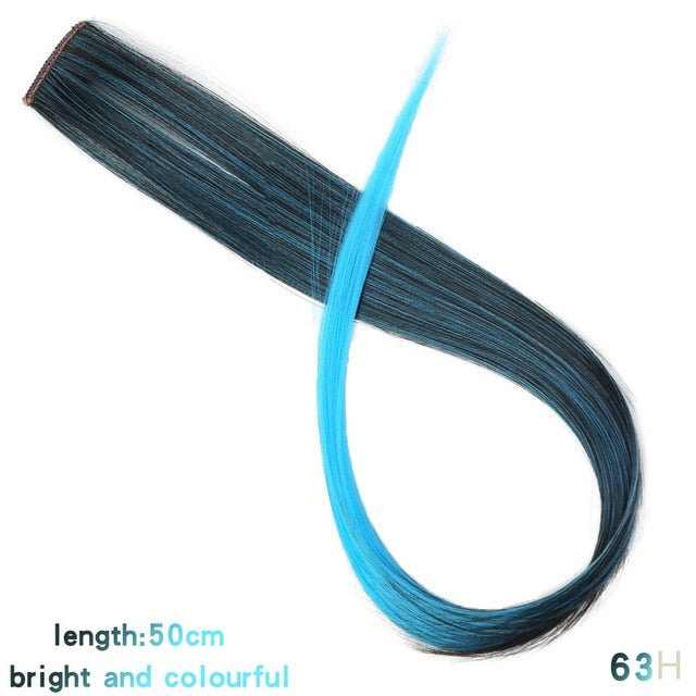 LUPU 55cm Colored Hair Strands Hair Extension Long Straight Female Rainbow Hair Pieces One Clip Heat Resistant Synthetic Bundle