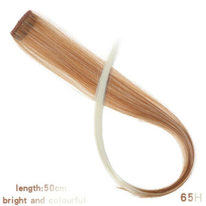 LUPU 55cm Colored Hair Strands Hair Extension Long Straight Female Rainbow Hair Pieces One Clip Heat Resistant Synthetic Bundle