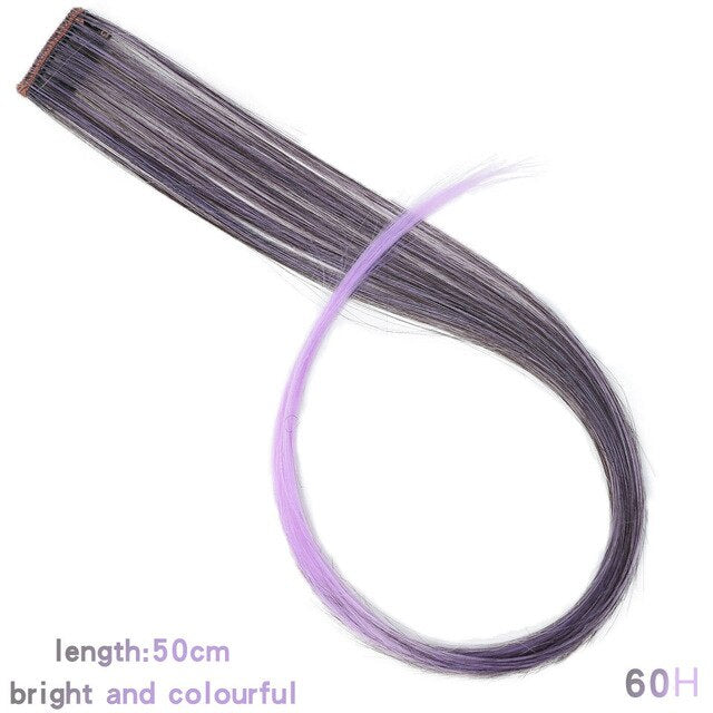 LUPU 55cm Colored Hair Strands Hair Extension Long Straight Female Rainbow Hair Pieces One Clip Heat Resistant Synthetic Bundle
