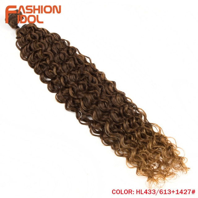 FASHION IDOL Water Wavy Hair Bundles Synthetic Hair Extensions Ombre Blonde 32 inch Soft Super Long Hair Synthetic Curly Hair