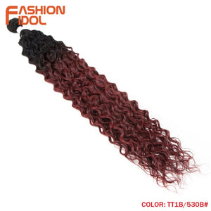 FASHION IDOL Water Wavy Hair Bundles Synthetic Hair Extensions Ombre Blonde 32 inch Soft Super Long Hair Synthetic Curly Hair