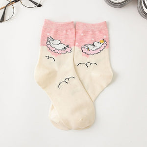 Cartoon Moomin Fancy Korean Sweet Cotton Casual Socks Woman    Winter Warm Streetwear Cute Funny Socks Short Happy Ankle Socks