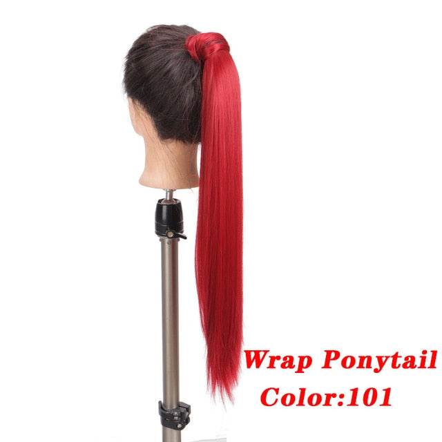 AOSI Straight Clip In Hair Tail False Hair 24" Ponytail Hairpiece With Hairpins Synthetic Pony Tail Hair Extensions For Women