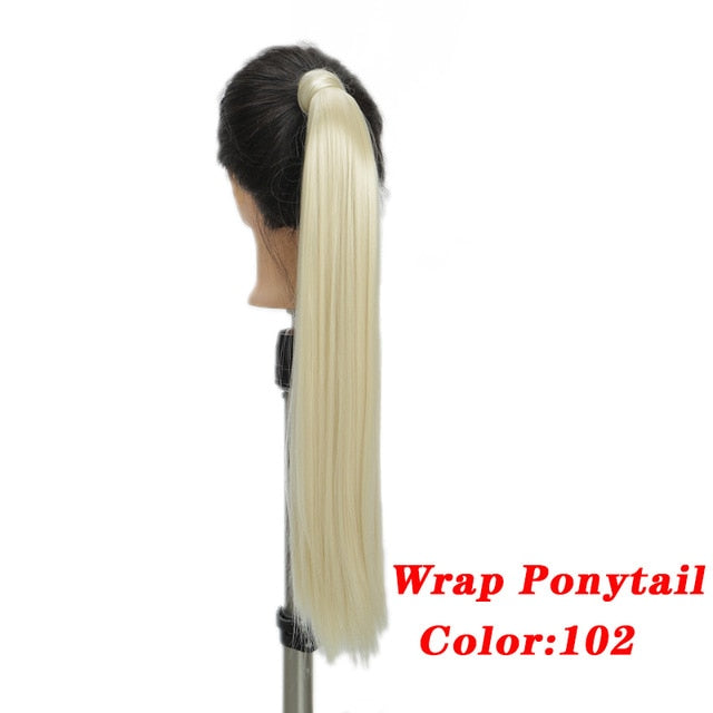 AOSI Straight Clip In Hair Tail False Hair 24" Ponytail Hairpiece With Hairpins Synthetic Pony Tail Hair Extensions For Women