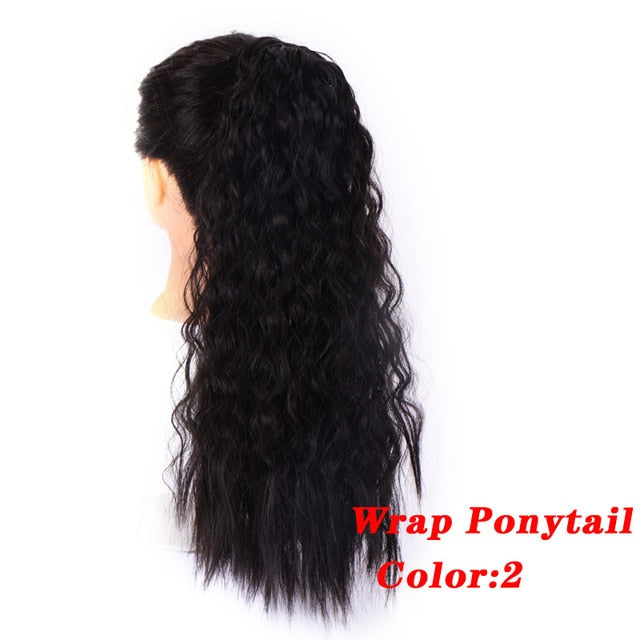 AOSI Straight Clip In Hair Tail False Hair 24" Ponytail Hairpiece With Hairpins Synthetic Pony Tail Hair Extensions For Women