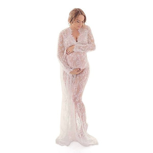 V-neck Lace Pregnancy Dresses Fancy Shooting Photo Pregnant Clothes Photography Props Maxi Maternity Gown Maternity Clothing