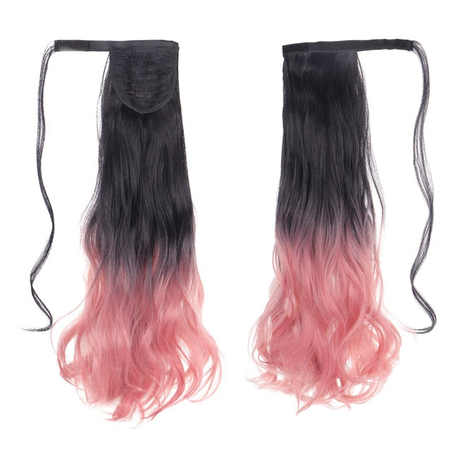 MANWEI women Long straight Real Natural Ponytail Clip in Pony tail Hair Extensions Wrap Around on Synthetic Hair Piece