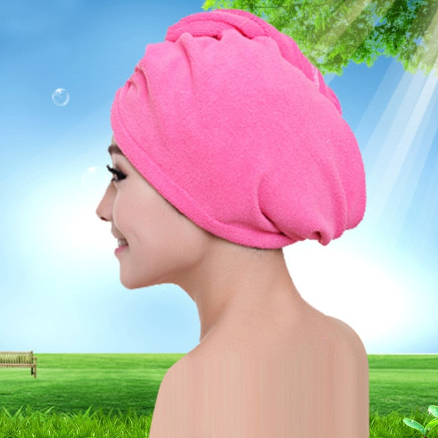 1pcs  Microfibre After Shower Hair Drying Wrap Womens Girls Lady's Towel Quick Dry Hair Hat Cap Turban Head Wrap Bathing Tools