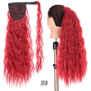 AOOSOO 24 inch Silky Straight Synthetic Clip in Drawstring Ponytail Hairpieces for Women Hair Extension High Temperature Fiber
