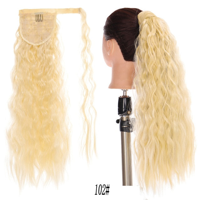 AOOSOO 24 inch Silky Straight Synthetic Clip in Drawstring Ponytail Hairpieces for Women Hair Extension High Temperature Fiber
