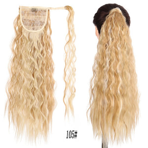 AOOSOO 24 inch Silky Straight Synthetic Clip in Drawstring Ponytail Hairpieces for Women Hair Extension High Temperature Fiber
