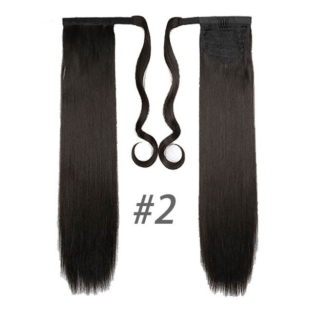 MANWEI24inches LongStraight Clip InHair Tail False Hair Ponytail Hairpiece with Hairpins Synthetic Hair Pony Tail Hair Extension