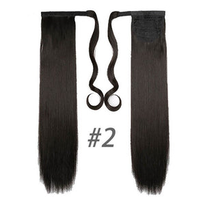MANWEI24inches LongStraight Clip InHair Tail False Hair Ponytail Hairpiece with Hairpins Synthetic Hair Pony Tail Hair Extension
