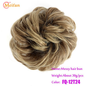 MEIFAN Synthetic Elastic Hair Scrunchie Curly Chignons Hair Rope Natural Fake Hair Bun Curly Clip in Hair Ponytails Extensions