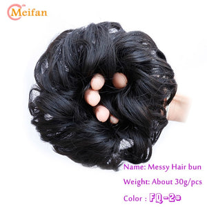 MEIFAN Synthetic Elastic Hair Scrunchie Curly Chignons Hair Rope Natural Fake Hair Bun Curly Clip in Hair Ponytails Extensions