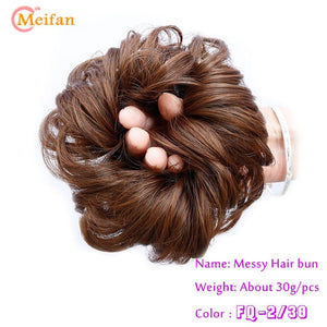 MEIFAN Synthetic Elastic Hair Scrunchie Curly Chignons Hair Rope Natural Fake Hair Bun Curly Clip in Hair Ponytails Extensions