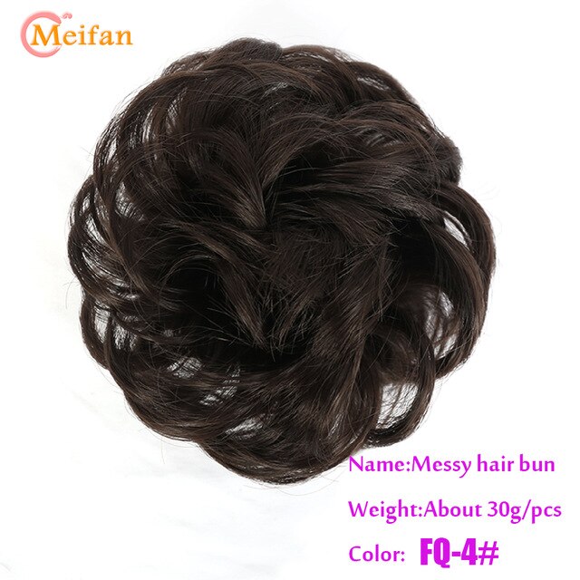 MEIFAN Synthetic Elastic Hair Scrunchie Curly Chignons Hair Rope Natural Fake Hair Bun Curly Clip in Hair Ponytails Extensions