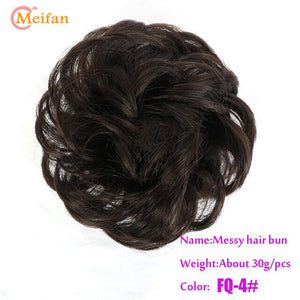 MEIFAN Synthetic Elastic Hair Scrunchie Curly Chignons Hair Rope Natural Fake Hair Bun Curly Clip in Hair Ponytails Extensions