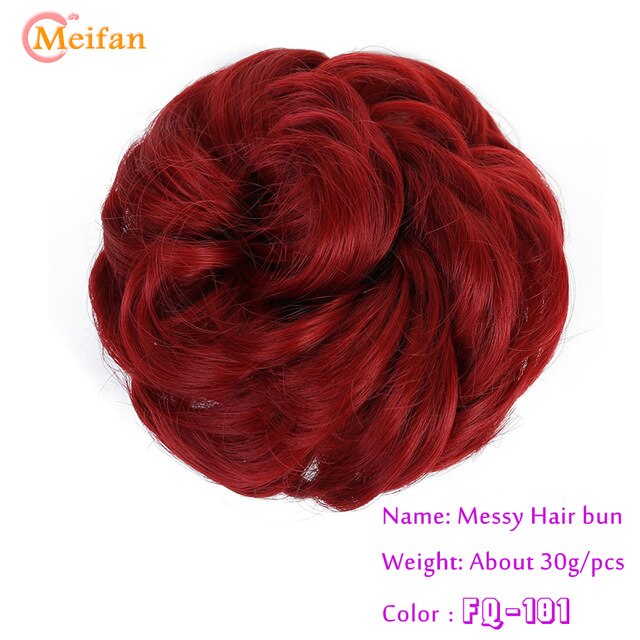 MEIFAN Synthetic Elastic Hair Scrunchie Curly Chignons Hair Rope Natural Fake Hair Bun Curly Clip in Hair Ponytails Extensions